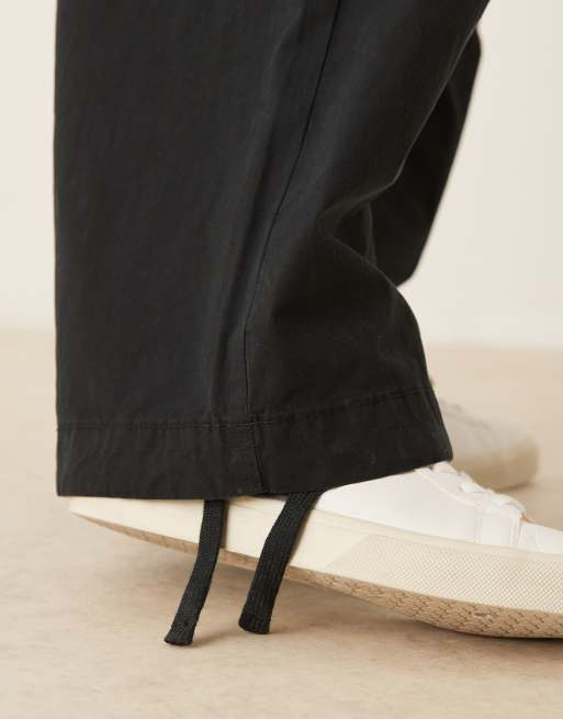 ASOS DESIGN poplin parachute pants in black