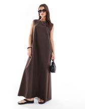 ASOS DESIGN prairie square neck maxi dress with dropped waist in black