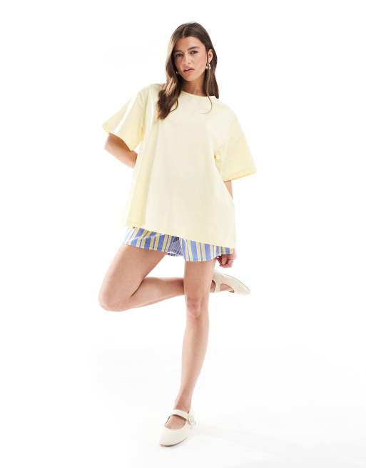 ASOS DESIGN poplin pleat back trapeze T-shirt in buttermilk, 4 of 4