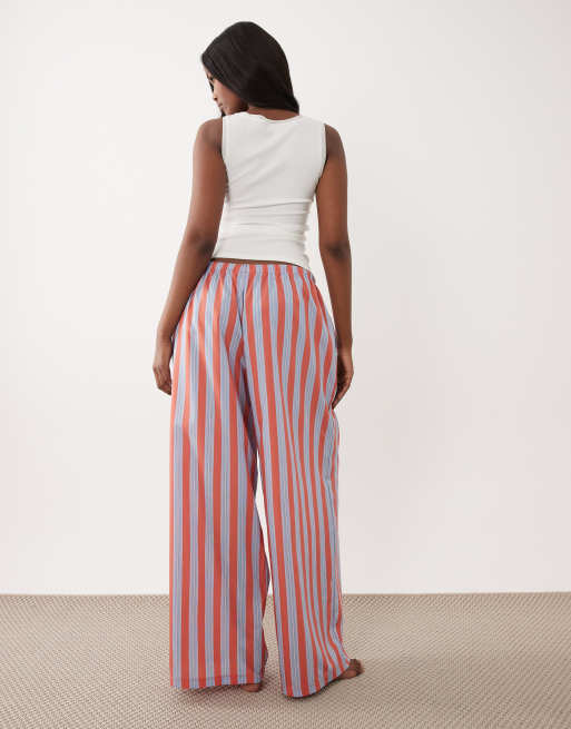 ASOS DESIGN poplin pyjama trouser in blue & red stripe, 2 of 4