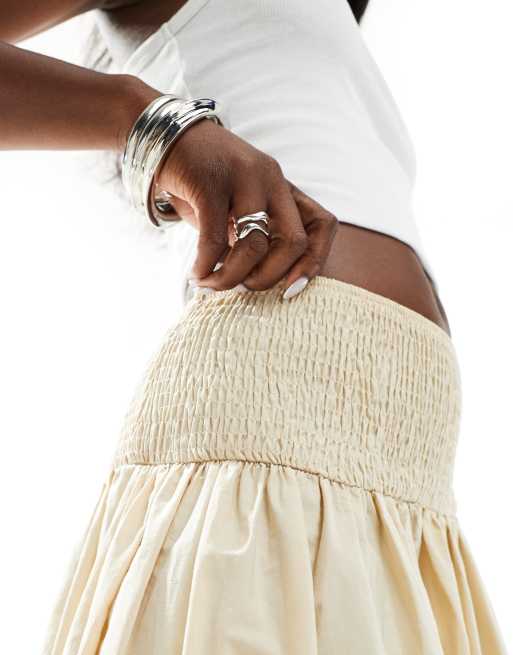 ASOS DESIGN poplin shirred waist maxi skirt in cream, 5 of 5