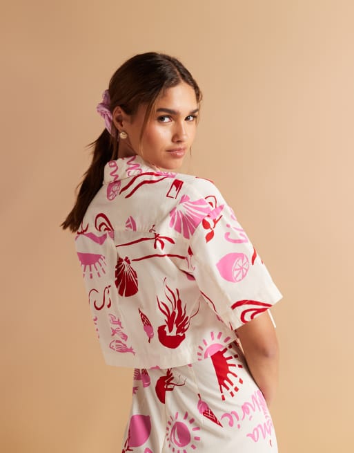 ASOS DESIGN poplin shirt in conversational print - part of a set, 3 of 4