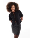[ASOS DESIGN] ASOS DESIGN poplin tie front fitted blouse in black XS Black