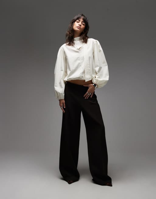 ASOS DESIGN poplin tie neck blouse in oyster, 2 of 4