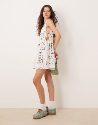 Asos Design Poplin Tie Side Mini Dress