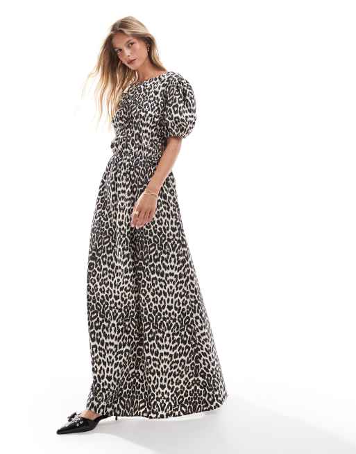 Asos design tie waist maxi dress in animal print best sale