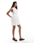 [ASOS DESIGN] ASOS DESIGN poplin tie side smock dress in white XS white