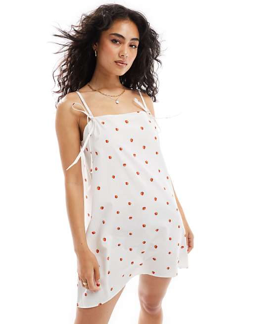Women's new polka dot strap print short dress Women's new polka dot strap print short dress