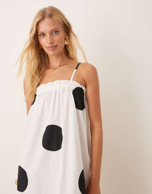 ASOS DESIGN poplin trapeze maxi dress in polka dot, 2 of 4