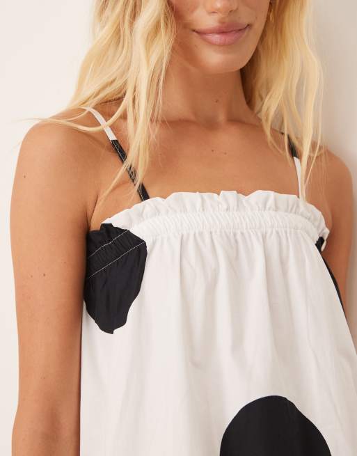 ASOS DESIGN poplin trapeze maxi dress in polka dots