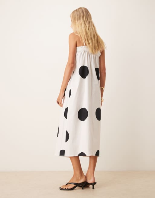 ASOS DESIGN poplin trapeze maxi dress in polka dots