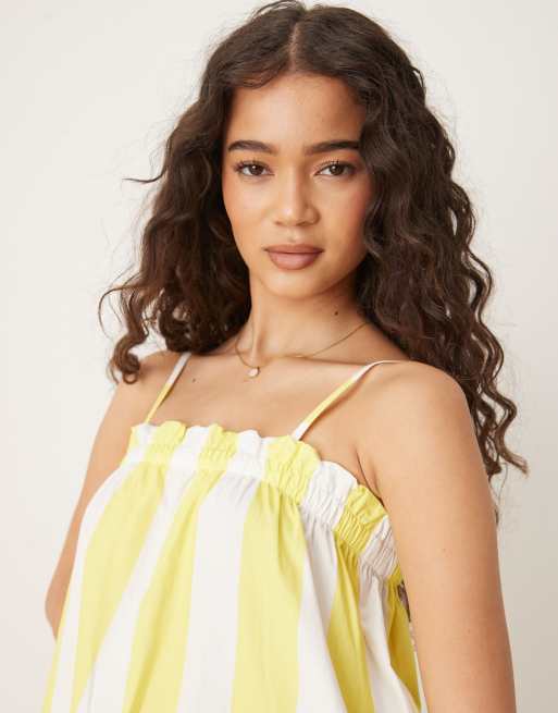 ASOS DESIGN poplin trapeze midaxi dress in yellow stripes, 4 of 4