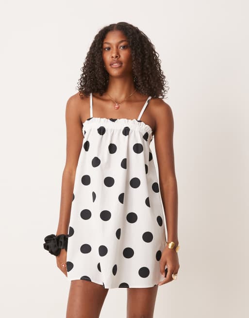 ASOS DESIGN poplin trapeze mini dress in polka dot