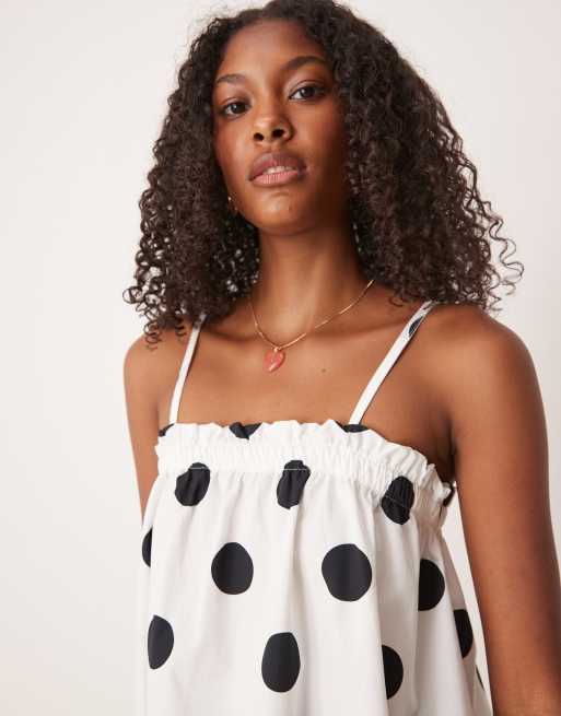 ASOS DESIGN poplin trapeze mini dress in polka dot
