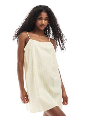 Asos Design Poplin Trapeze Strappy Mini Dress In Multi