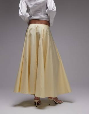 ASOS DESIGN poplin volume circle maxi skirt in buttermilk