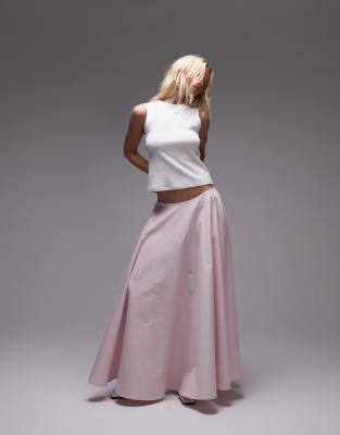poplin volume circle maxi skirt in pink