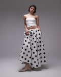 [ASOS DESIGN] ASOS DESIGN poplin volume circle maxi skirt in polka dot-Multi 12 Polka Dot