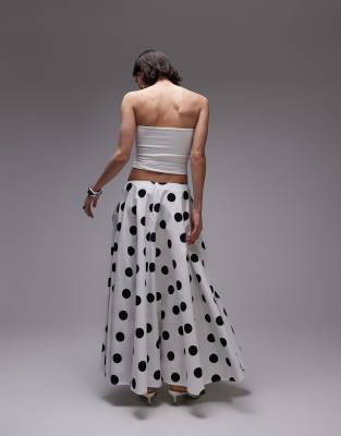 ASOS DESIGN poplin volume circle maxi skirt in polka dot