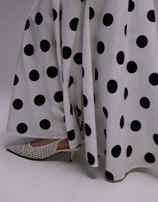 ASOS DESIGN poplin volume circle maxi skirt in polka dot