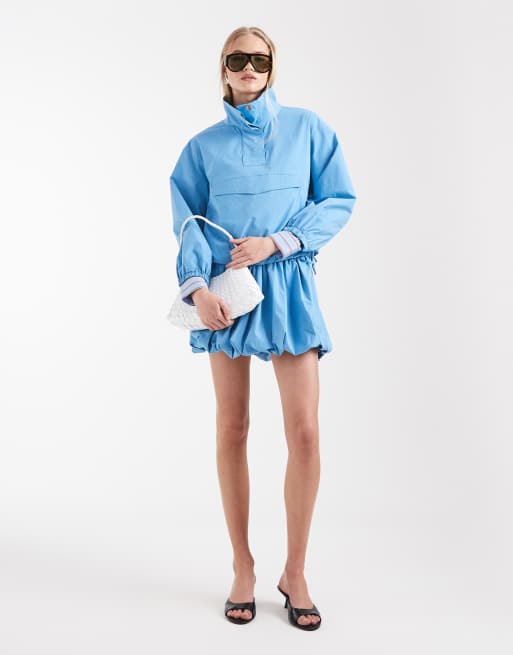 ASOS DESIGN poplin windjack met papierlook co-ord set in aquablauw, 2 van 8