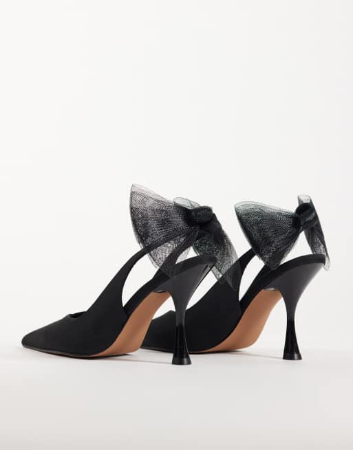 ASOS DESIGN Poppy chaussures à talons hauts en résille avec nœud en satin noir, 3 de 4