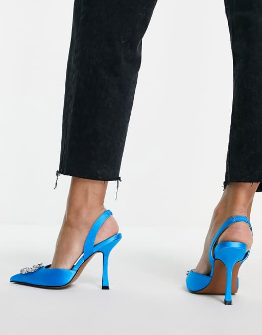 ASOS DESIGN - Poppy - Chaussures pointure large à talons hauts et bride arrière - Bleu, 3 de 4