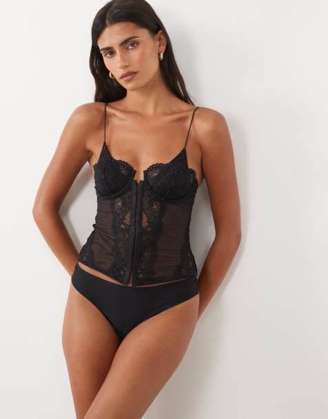 ASOS DESIGN Poppy lace corset in black - view 1
