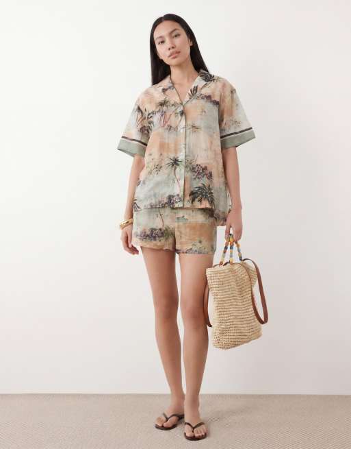 ASOS DESIGN - Poppy - Strand-short met ansichtkaartprint, deel van co-ord set, 3 van 5