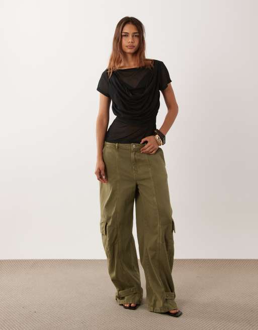 ASOS DESIGN półprzezroczysty top z dzianinowym efektem i drapowaną nakładką w czerni, 2 z 4