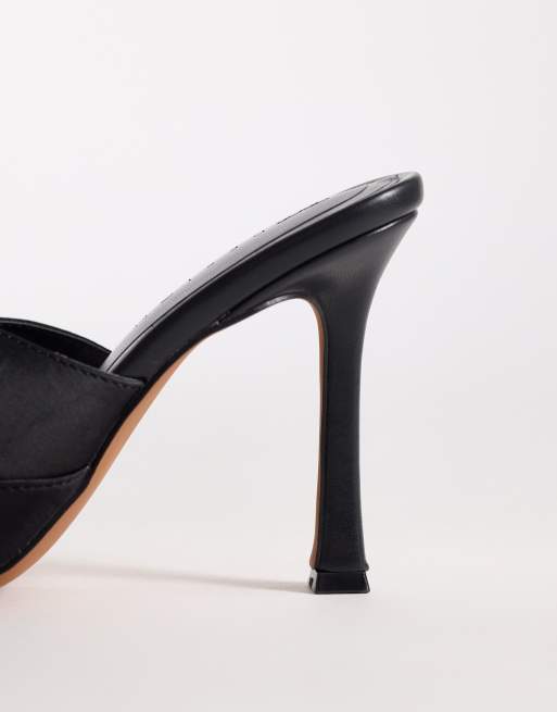 ASOS DESIGN - Porscha - Chaussures à talon haut en satin avec brides croisées - Noir, 3 de 4