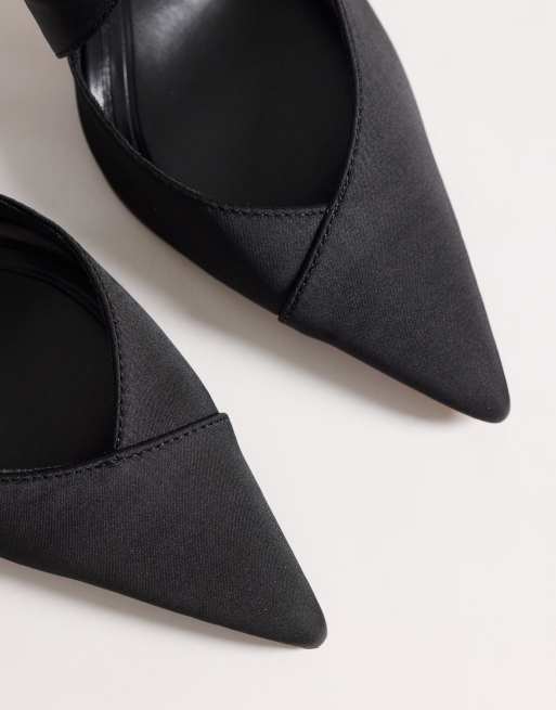 ASOS DESIGN - Porscha - Chaussures à talon haut en satin avec brides croisées - Noir, 4 de 4