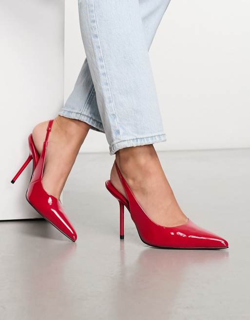 ASOS DESIGN Porsha Chaussures a talon haut et bride arriere Rouge ASOS