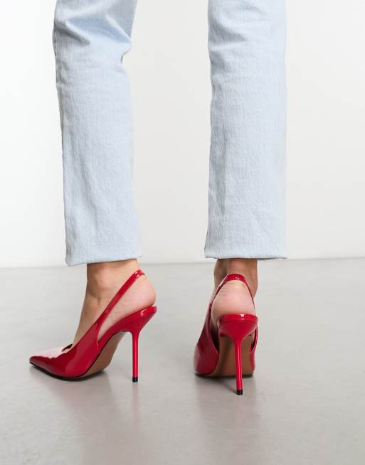 ASOS DESIGN Porsha slingback high heeled shoes in red