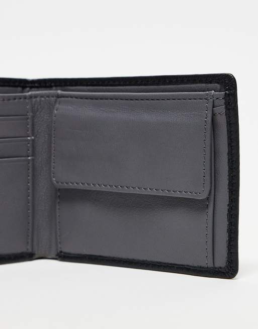 ASOS DESIGN Portafogli in pelle nero e grigio a contrasto ASOS