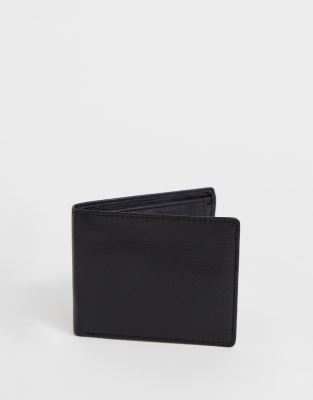 ASOS DESIGN - Portafoglio in pelle nero con portamonete interno