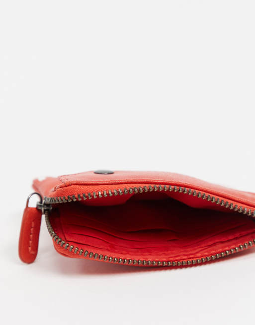 ASOS DESIGN Portafoglio in pelle rosso con scritta stampata e zip su tre lati ASOS