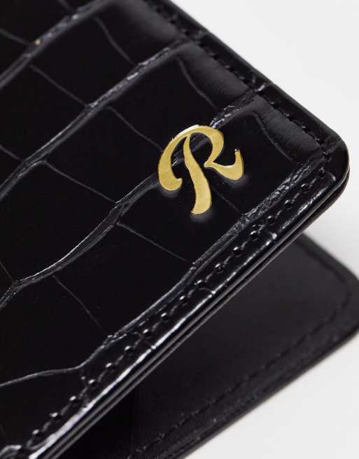 ASOS DESIGN Portapassaporto nero coccodrillo personalizzato con