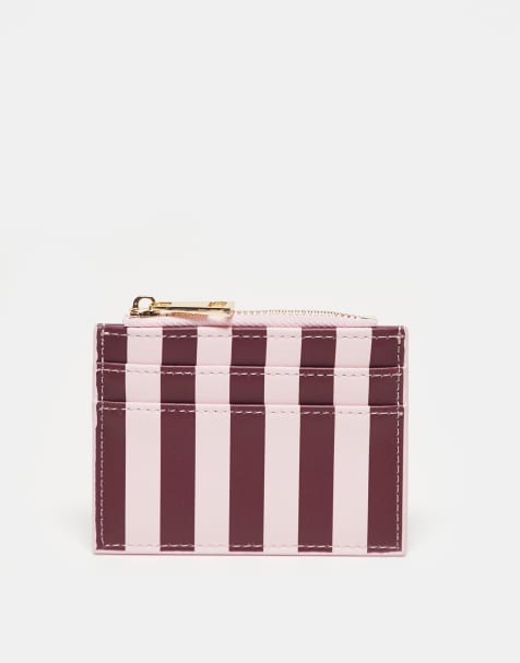 ASOS DESIGN - Porte-cartes à rayures - Bordeaux - view 1