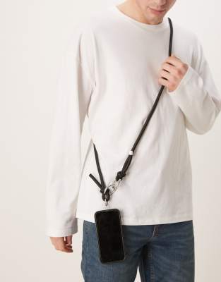 ASOS DESIGN - Porte-téléphone bandoulière en velours côtelé - Noir