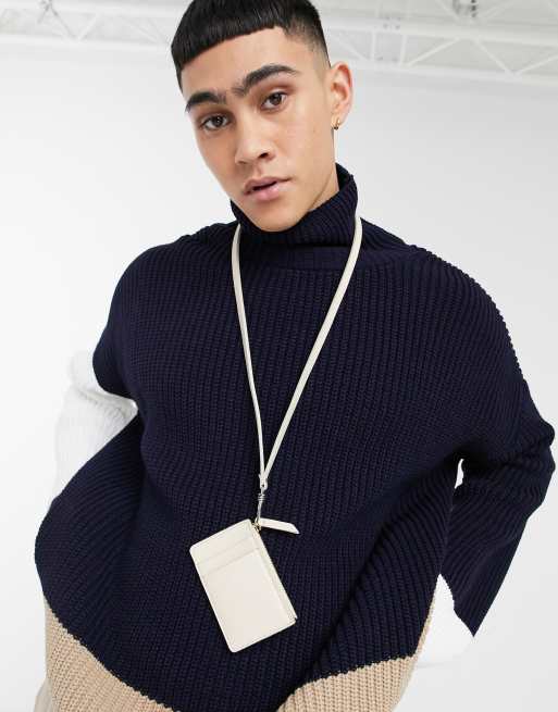 ASOS DESIGN - Portemonnee met halsketting van kunstleer met kiezelstructuur in stone