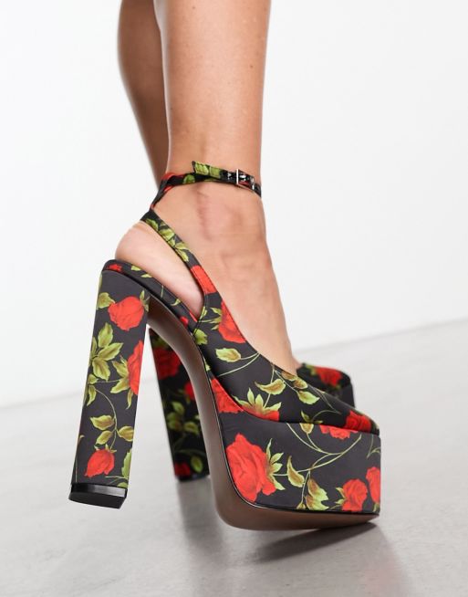 Red best sale floral shoes