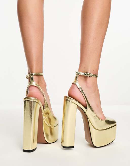 ASOS DESIGN – Porter – Złoty buty na obcasie i platformie, 2 z 4