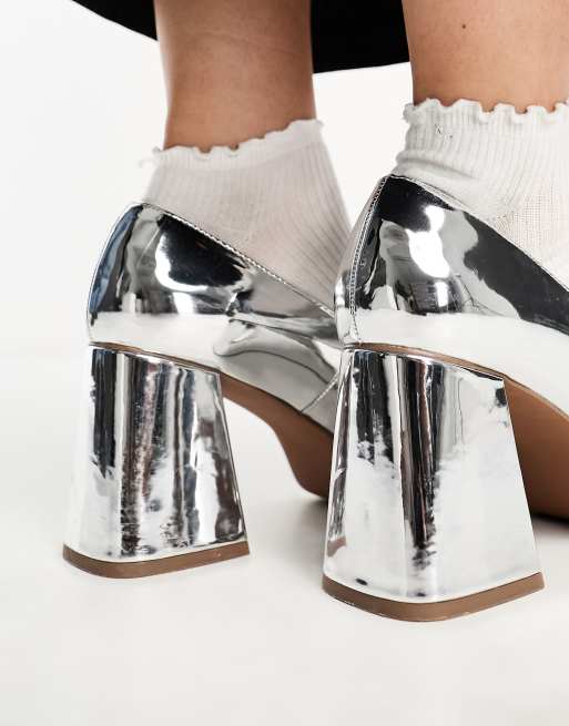ASOS DESIGN - Portland - Loafers met plateauzool in zilver, 2 van 4