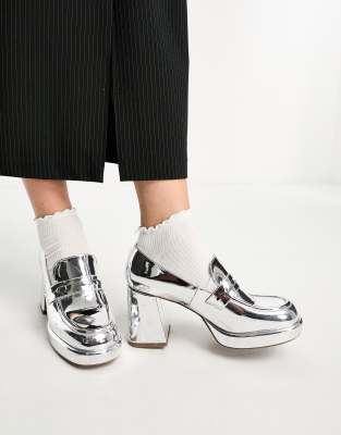 Silver loafers on sale