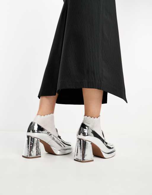 ASOS DESIGN – Portland – Srebrne loafersy na platformach, 4 z 4