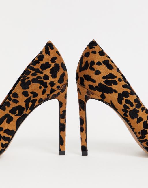 ASOS DESIGN Porto pointed high heeled court shoes in leopard