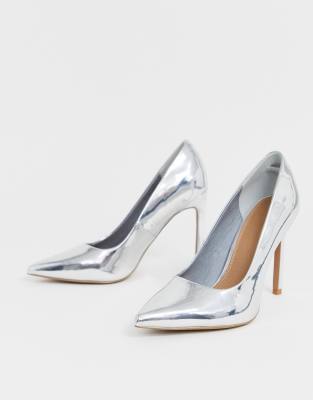 silver pointed heel