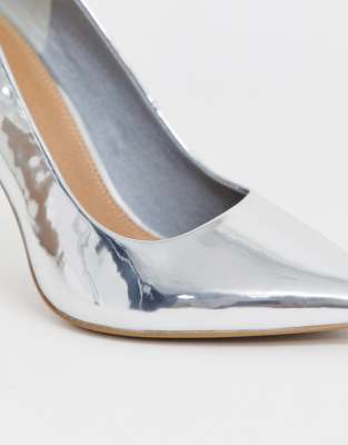 silver court shoes asos