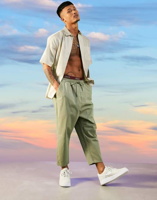 ASOS DESIGN - Posede chinos i lys kakigrøn